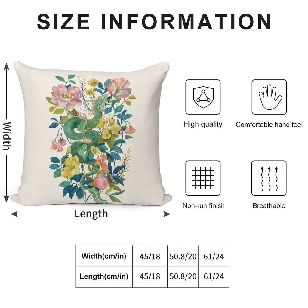 Floral Dragon Soft Bedroom Essential Throw Pillow