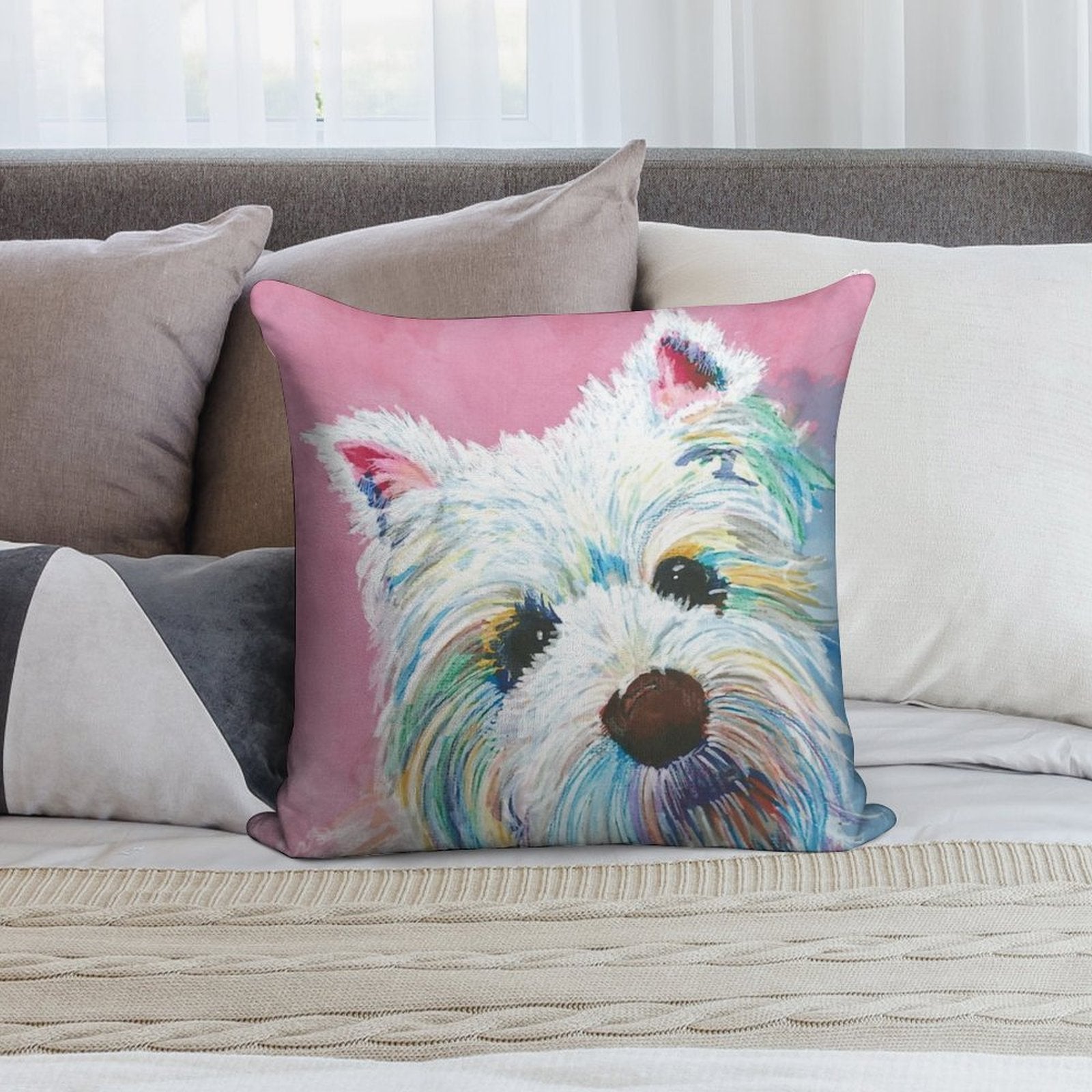 West Highland Terrier Love Soft High-Density Material Throw Pillow
