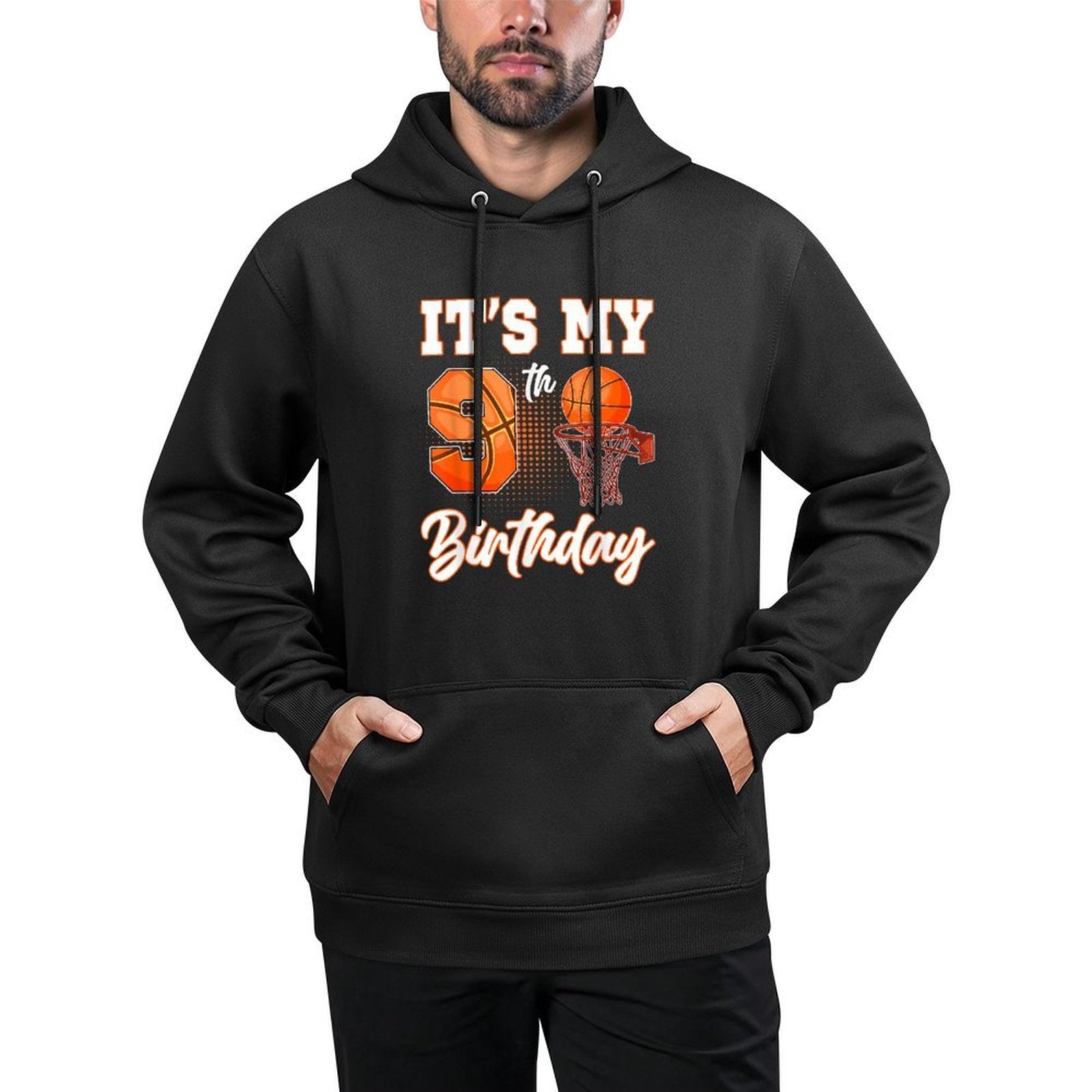 Its My 9th Birthday Basketball Theme Party 9 Years Old Breathable Fabric Hoodie