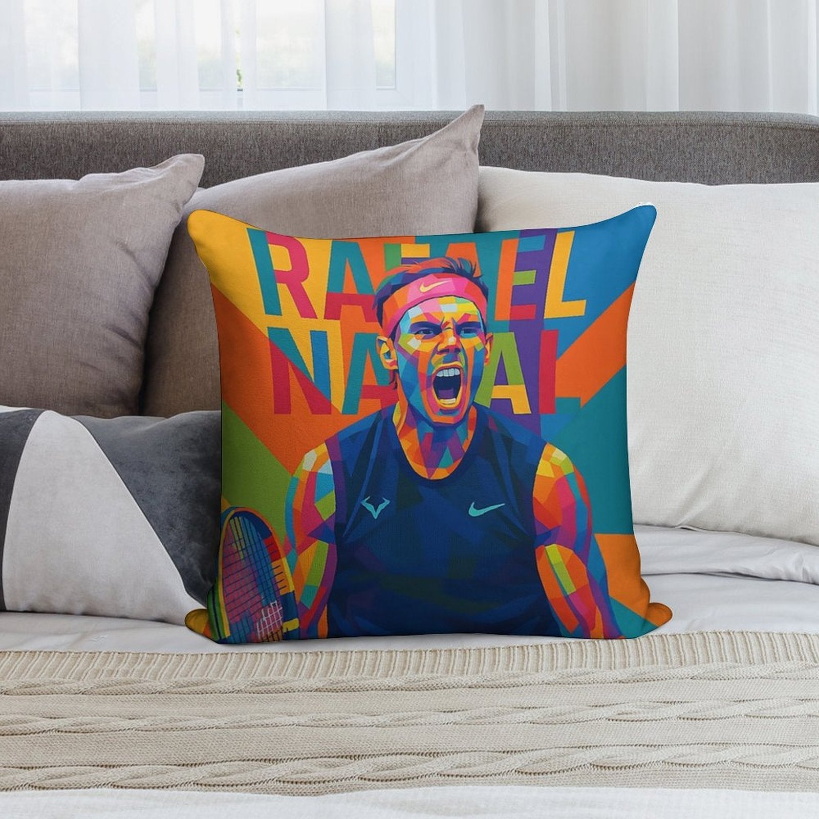Pop Art Rafael Nadal Soft Fade-Resistant Throw Pillow