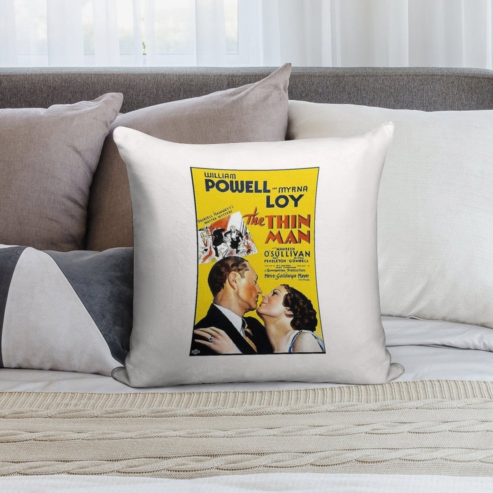 Retro Movie Art - The Thin Man Soft High-Density Material Throw Pillow