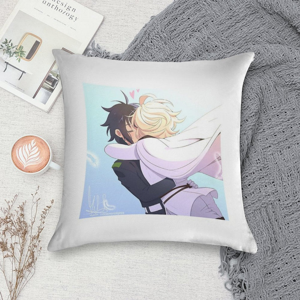 Owari No Seraph MikaYuu Kiss Soft Durable Construction Throw Pillow