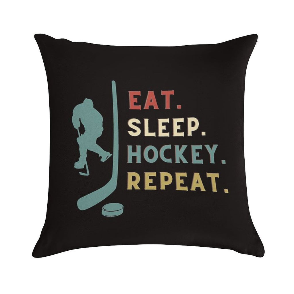 Eat Sleep Hockey Repeat Soft Durable Construction Throw Pillow
