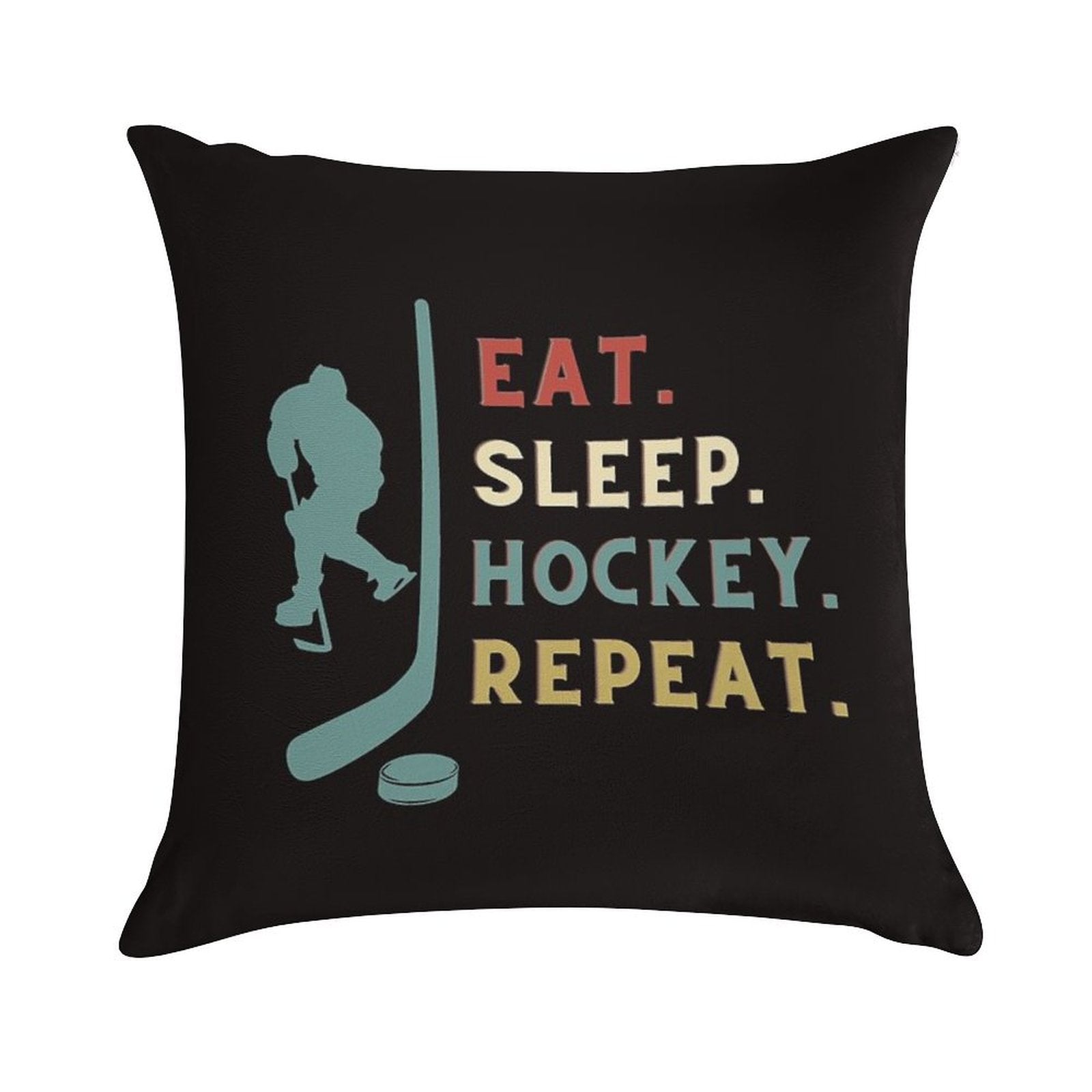 Eat Sleep Hockey Repeat Soft Durable Construction Throw Pillow