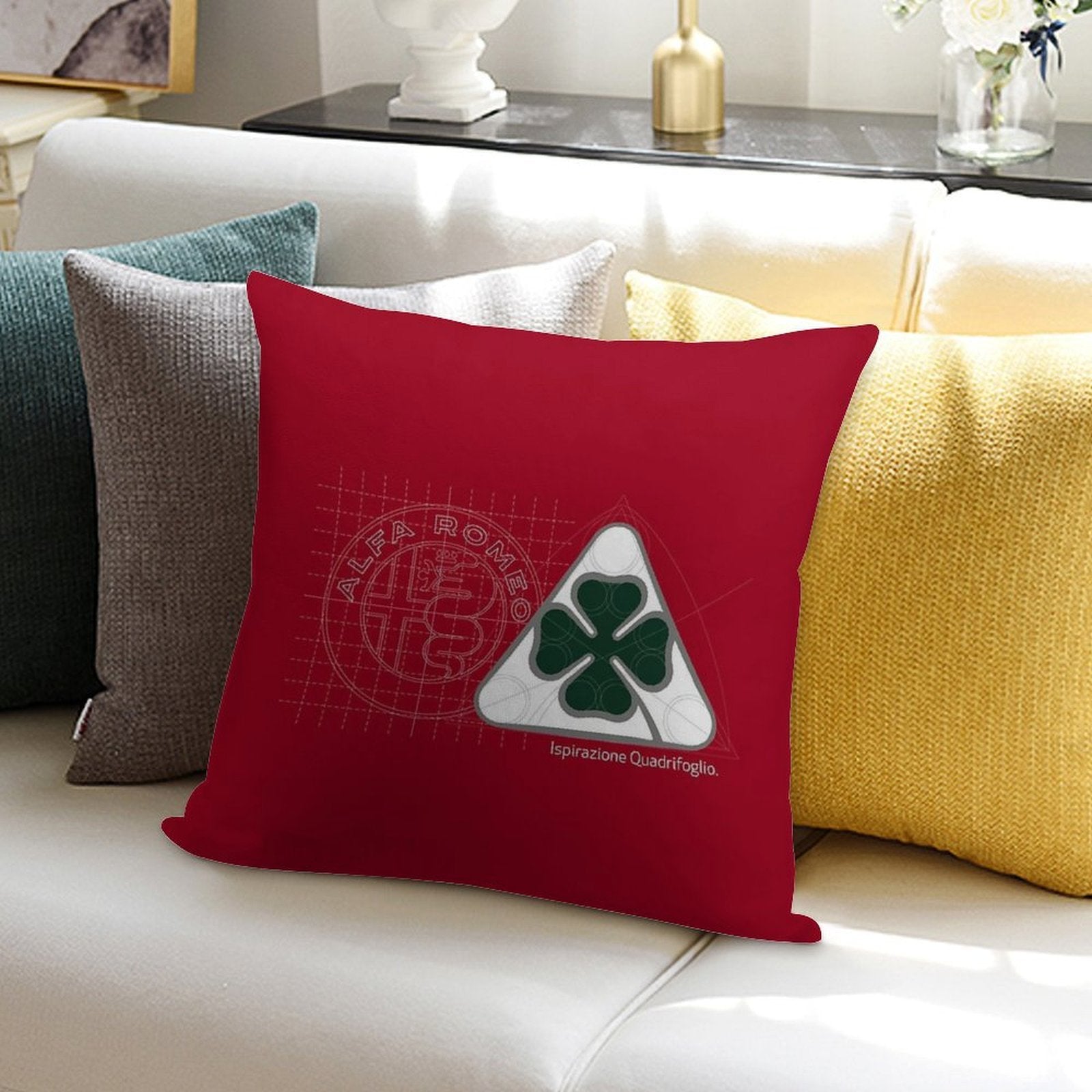 AR Quadrifoglio Construct Type 3 White Background Soft Style Accent Throw Pillow