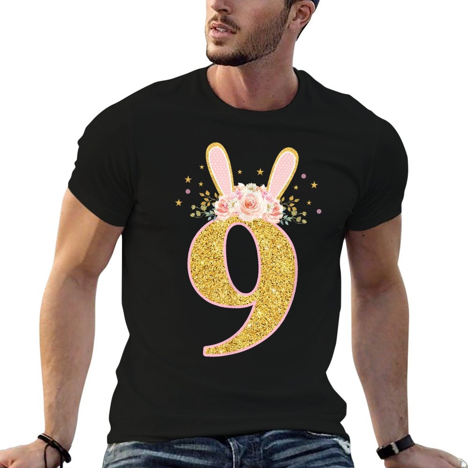 9th Birthday Rabbit Nine Year Old Sweet Baby Bunny Ears  Eco-friendly Material T-Shirt