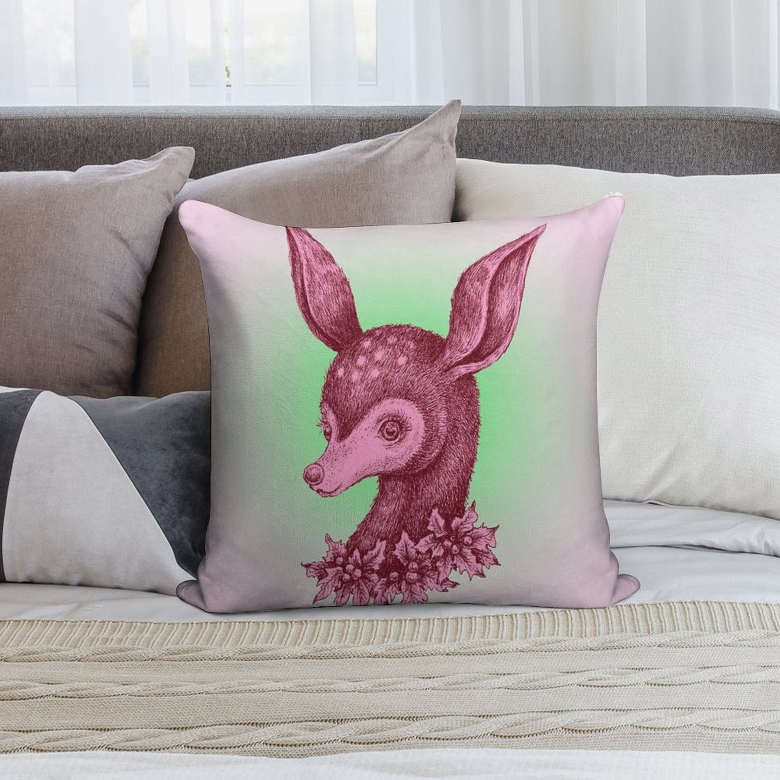 Rudy Soft Short Plush Fabric Throw Pillow