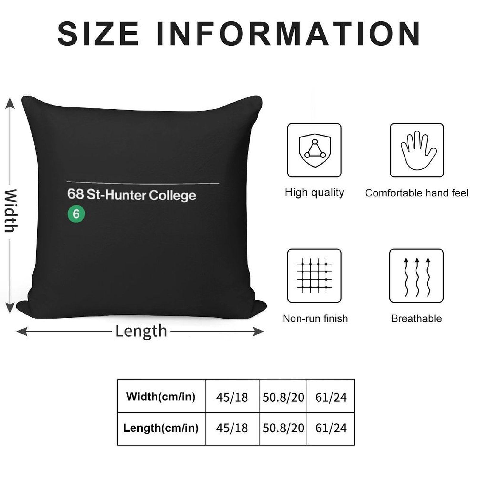 68 St Hunter College Station Soft High-Density Material Throw Pillow