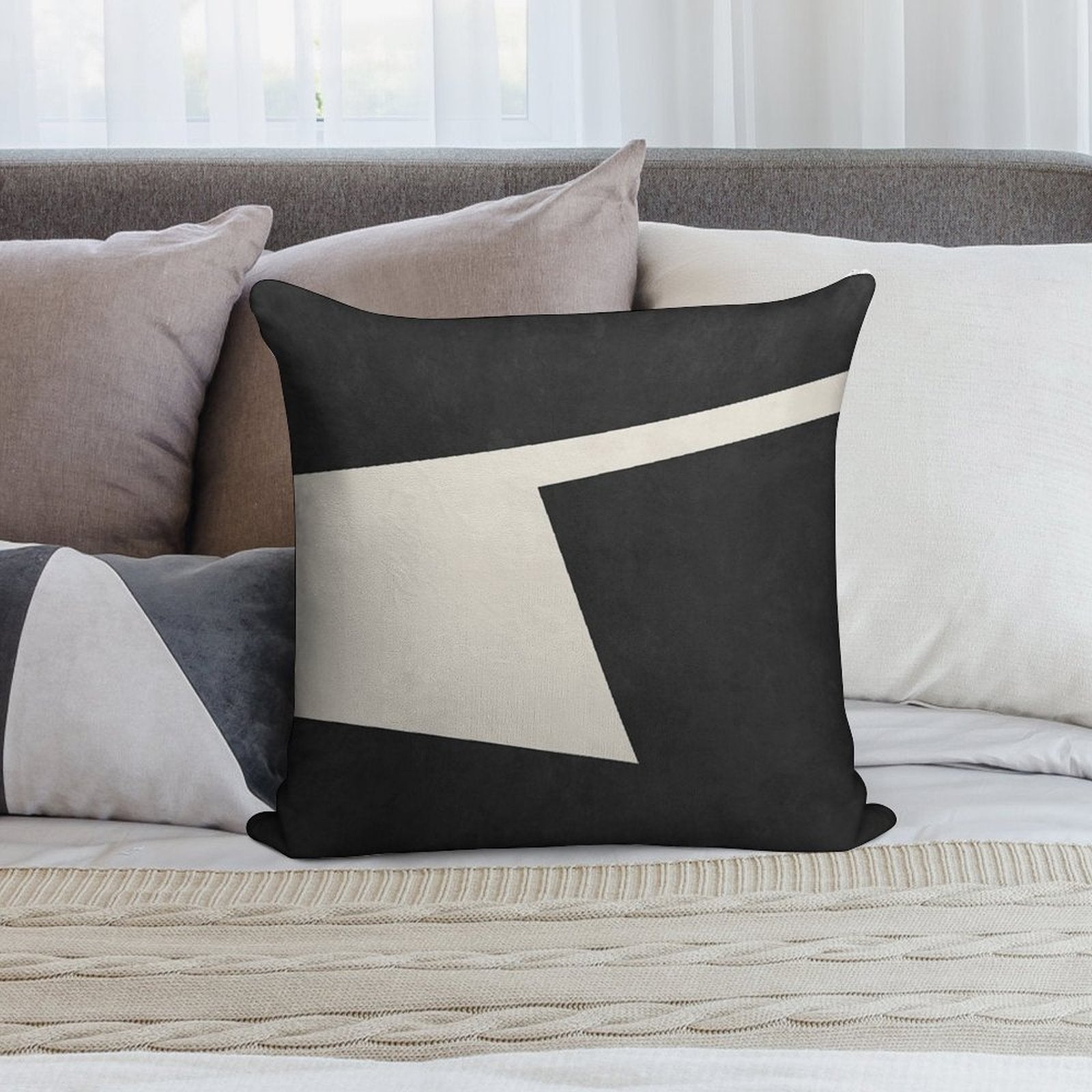 ABSTRACT SHAPES 02 Soft Short Plush Fabric Throw Pillow