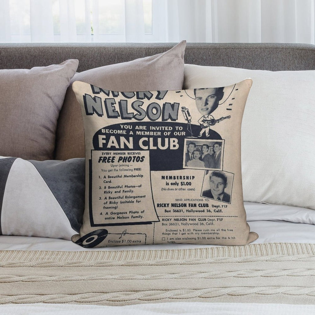 Ricky Nelson Fan Club Soft High-Density Material Throw Pillow