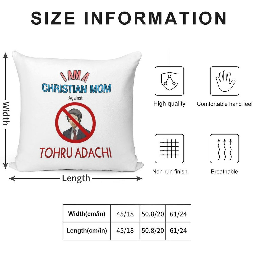 Christian Moms Against Tohru Adachi Soft Shrink-Resistant Throw Pillow