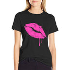 Hot Pink Lips Neon T-shirt 80s Kiss  Moisture-wicking T-Shirt