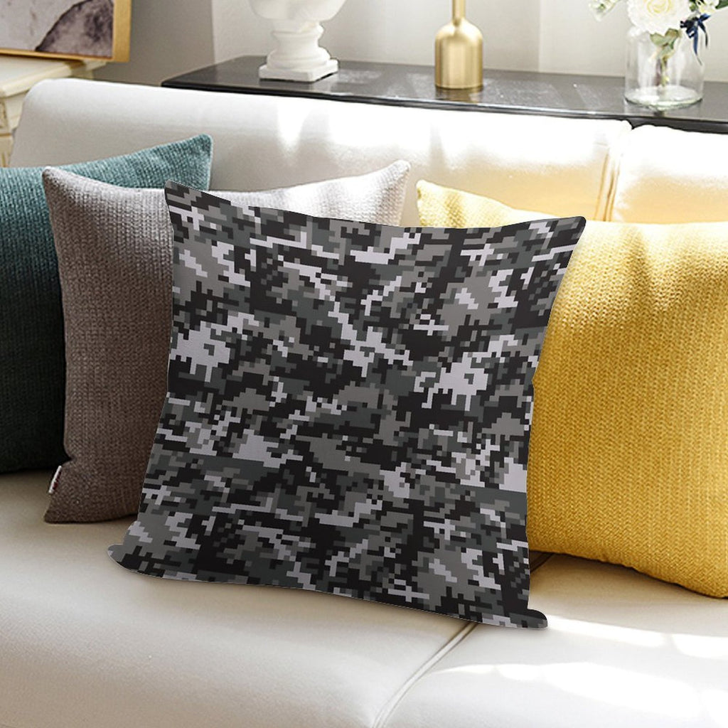 Black And Gray Digital Military Camouflage Soft Easy Maintenance Throw Pillow