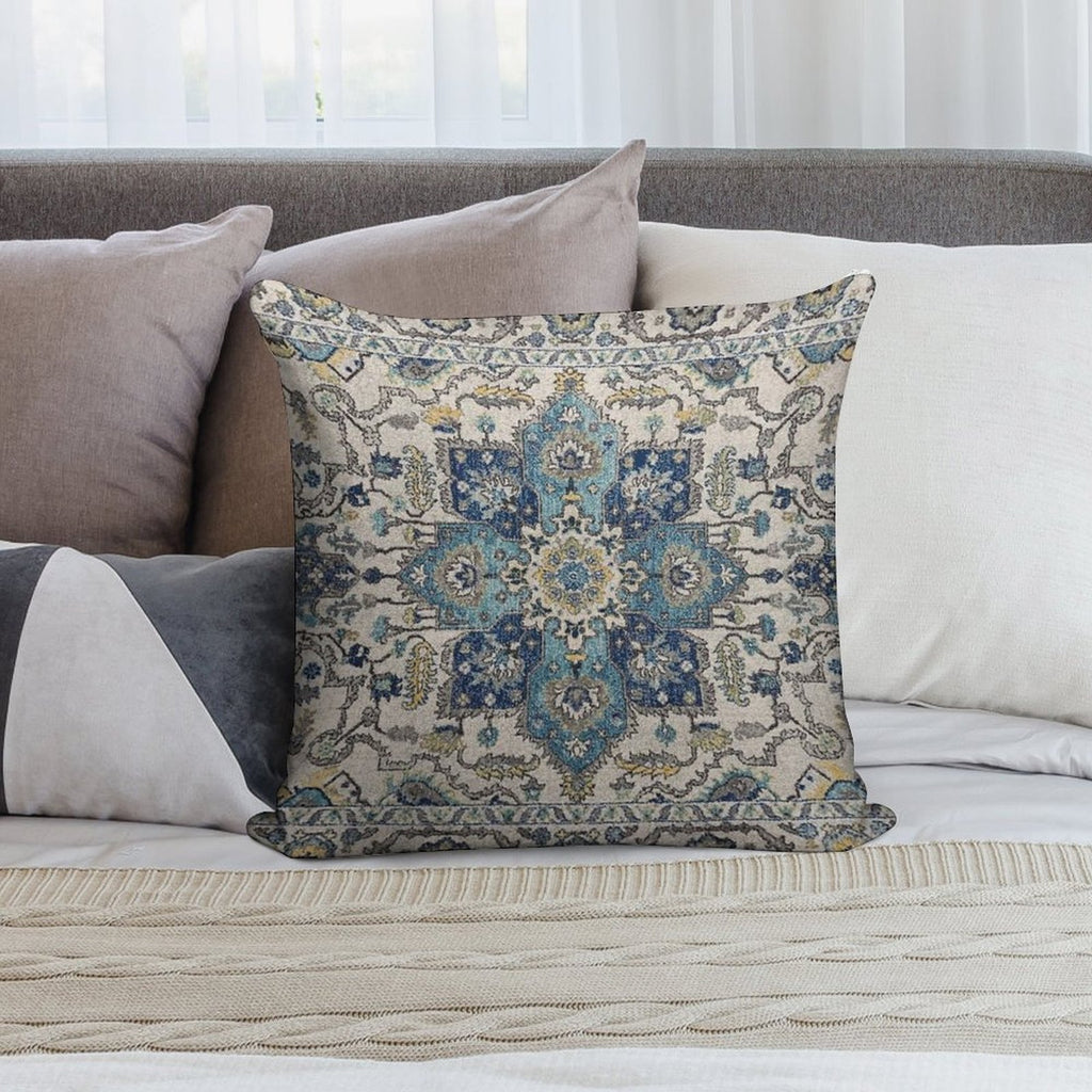 Persian Vintage Gray Blue Soft Easy Maintenance Throw Pillow