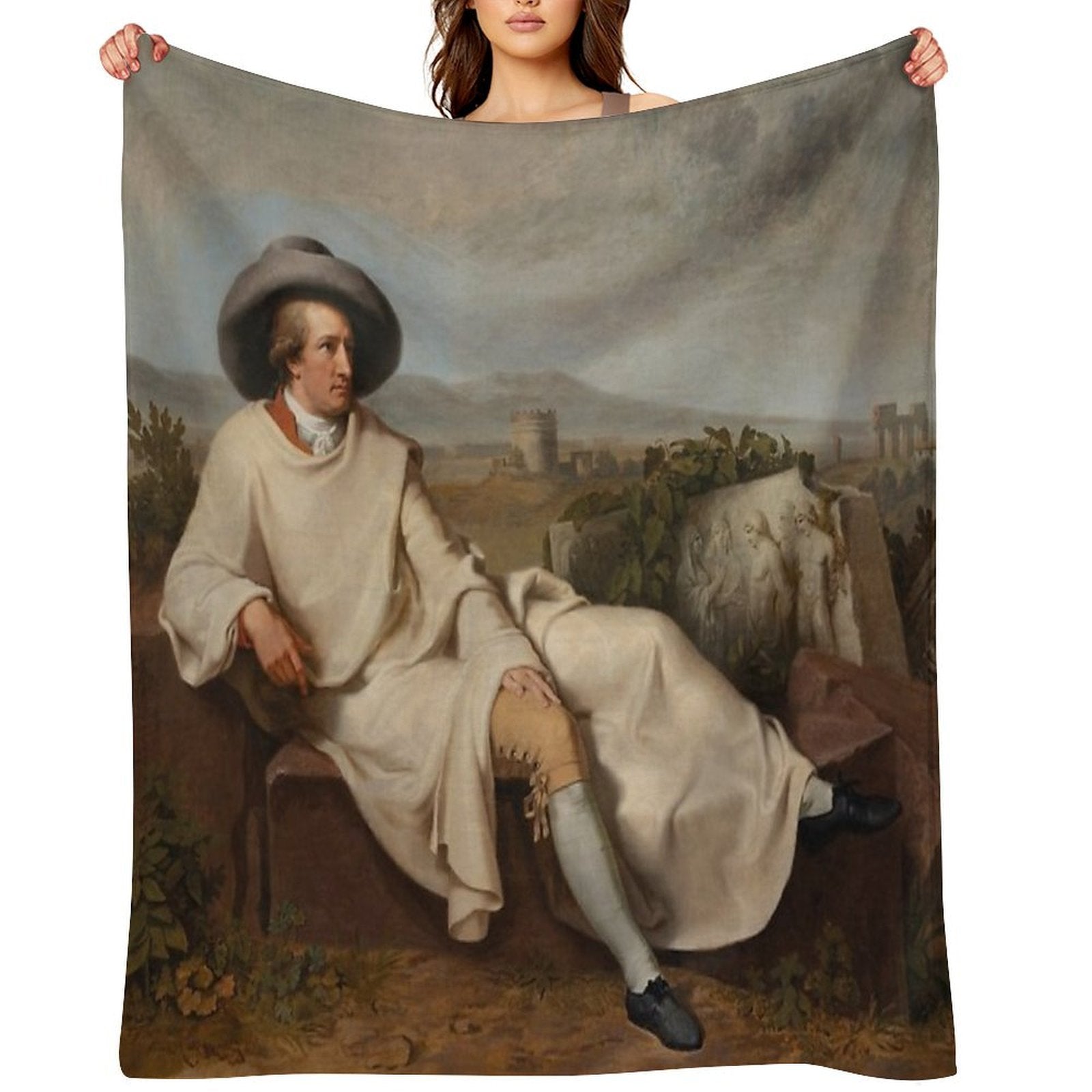 Johann Heinrich Wilhelm Tischbein, Goethe in The Roman Campagna Travel-friendly Throw Blanket