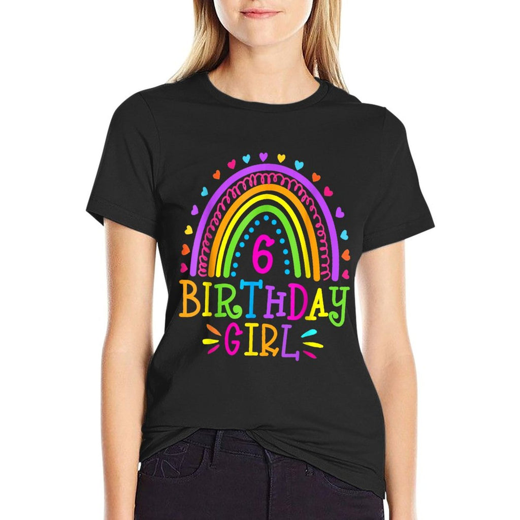 6 Year Old 6th Birthday Girl Rainbow  Slim-fit Cut T-Shirt
