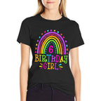6 Year Old 6th Birthday Girl Rainbow  Slim-fit Cut T-Shirt