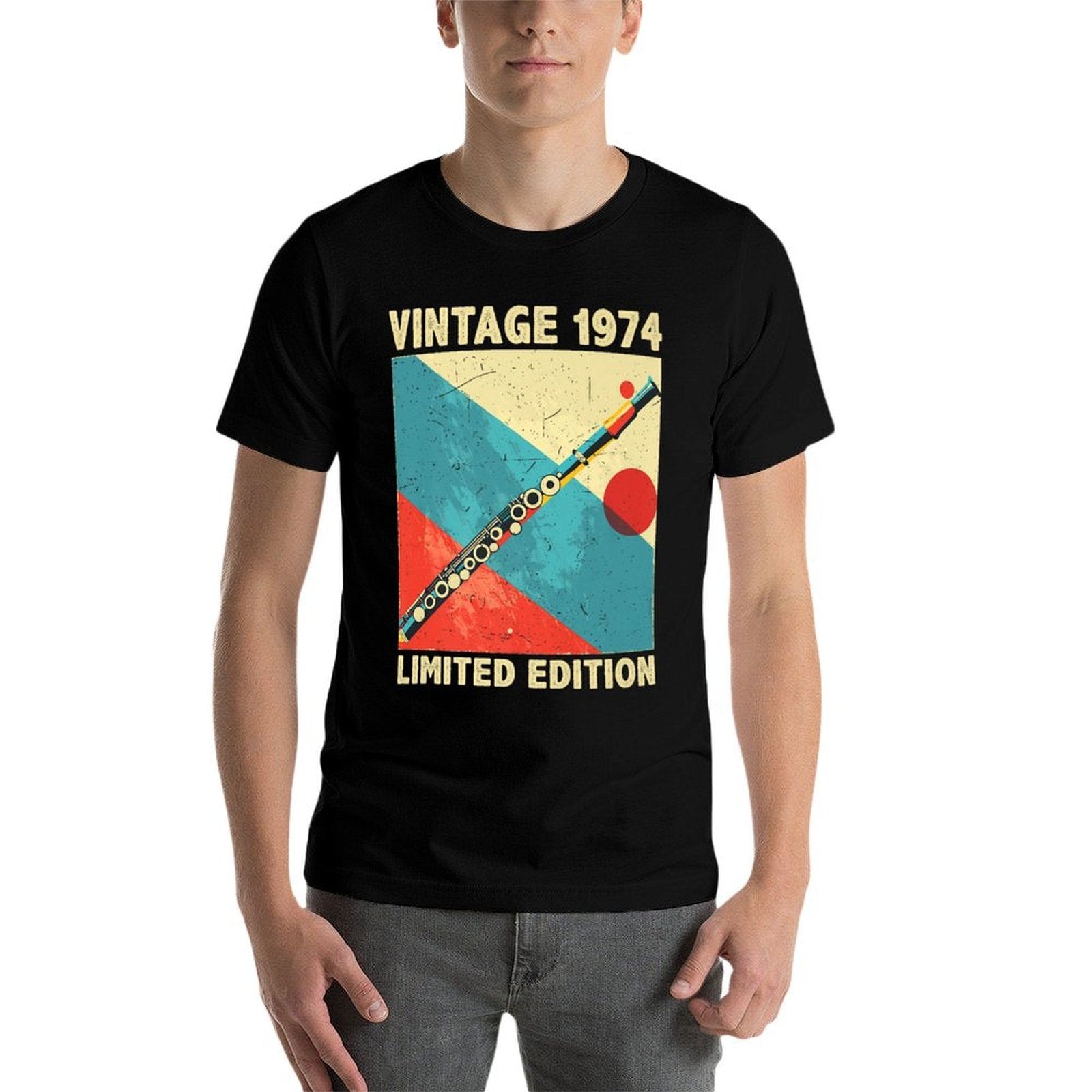 50 Years Old Gift Vintage 1974 Flute Lover 50th Birthday Premium  Polyester Blend T-Shirt