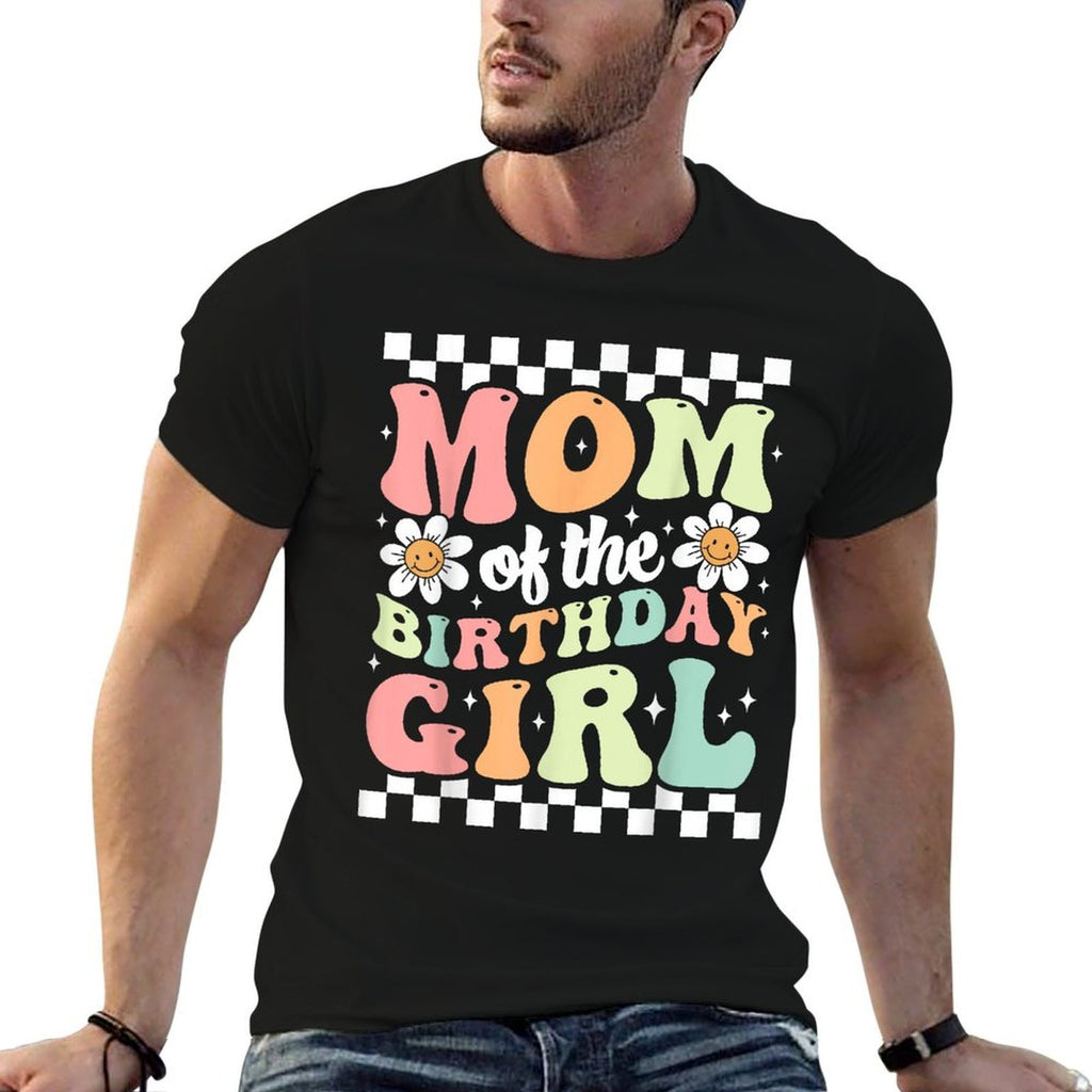Mom of The Birthday Girl Cute Family Groovy Birthday Party  Stretchy T-Shirt