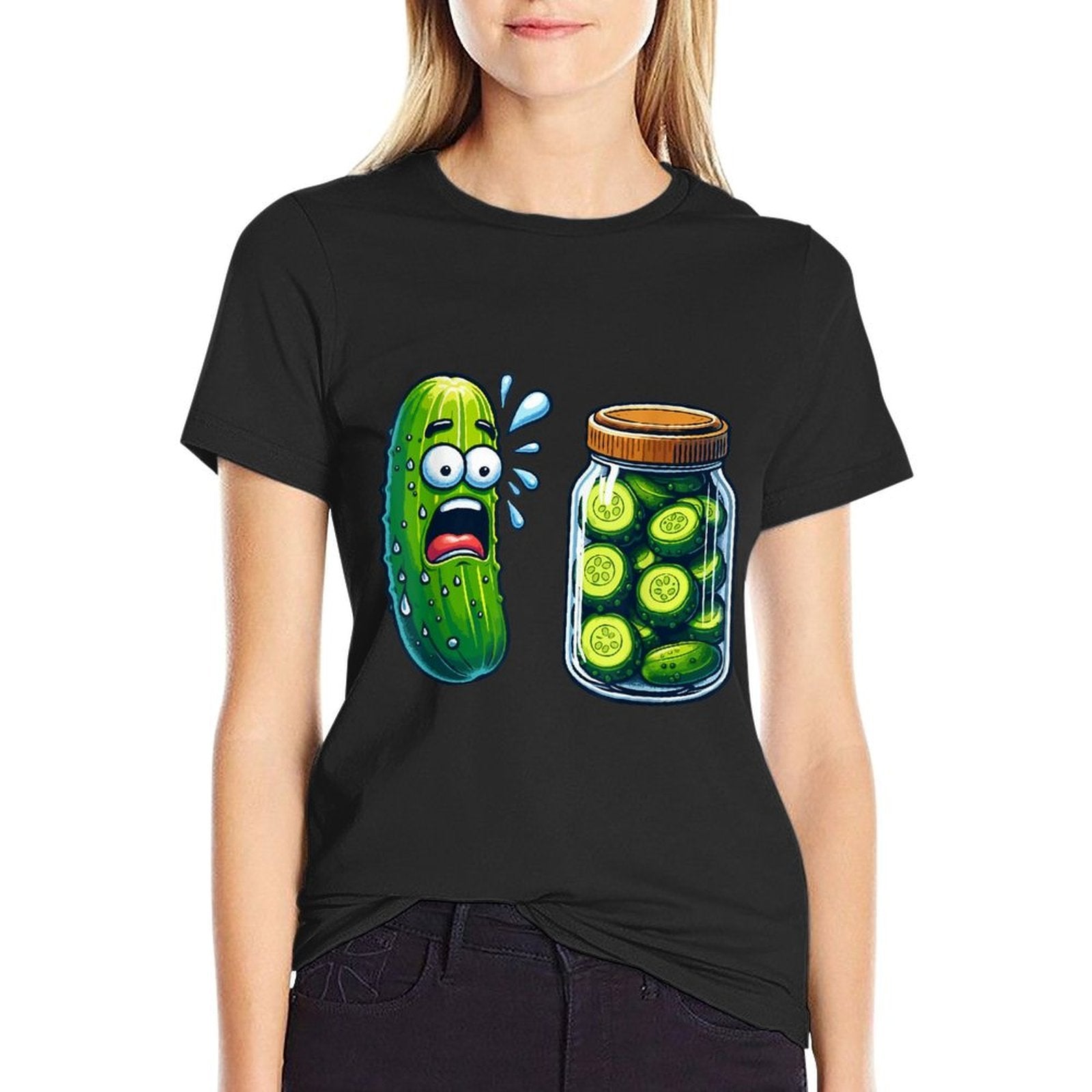 Funny Pickle Surprise A Cucumber And A Jar Of Sliced Pickles  Moisture-wicking T-Shirt