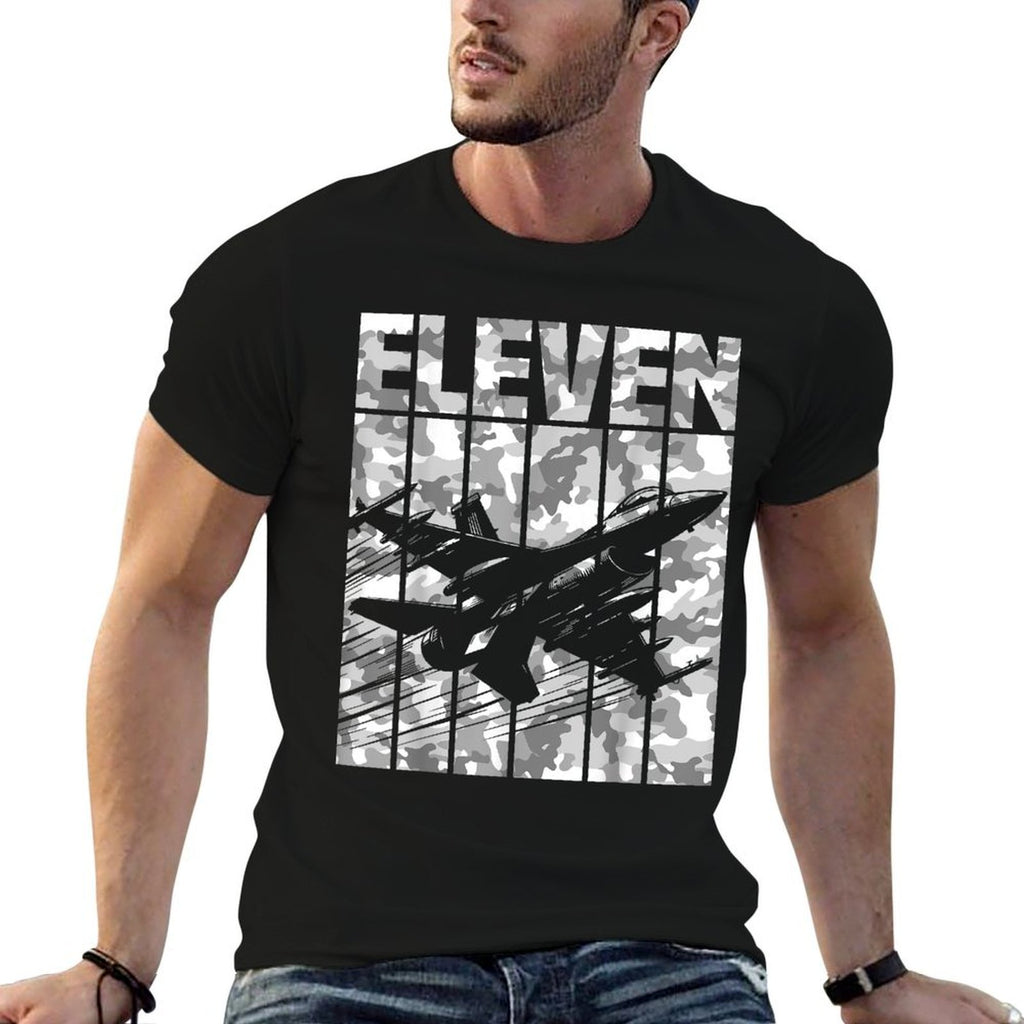 Military Fighter Jet Camo Eleven Year Old Boys 11th Birthday  Summer-ready Fabric T-Shirt