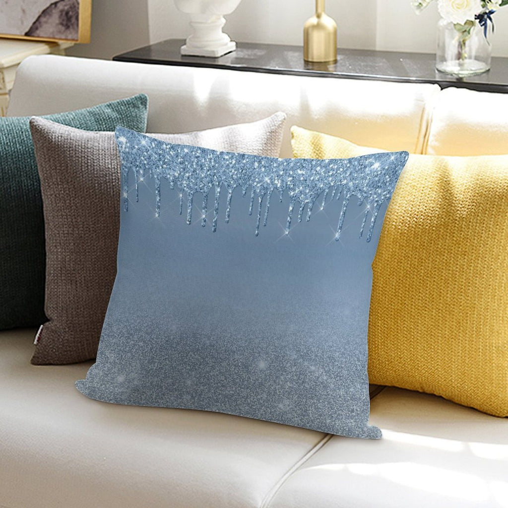 Paint It Blue Glitter Soft Fade-Resistant Throw Pillow
