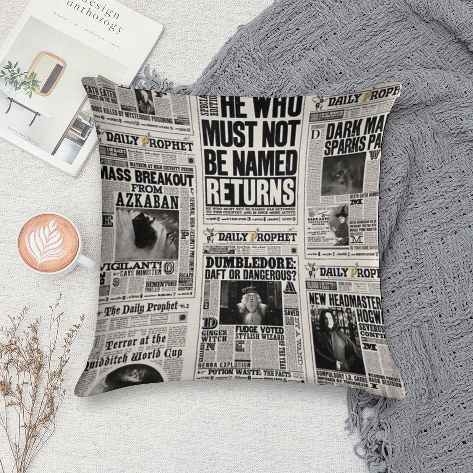 Fantasy Newspaper Soft Luxury Feel Throw Pillow