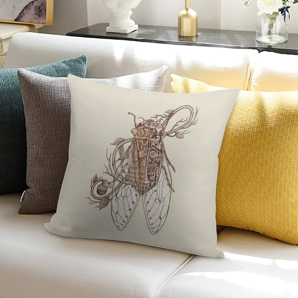 Cicada Soft Short Plush Fabric Throw Pillow