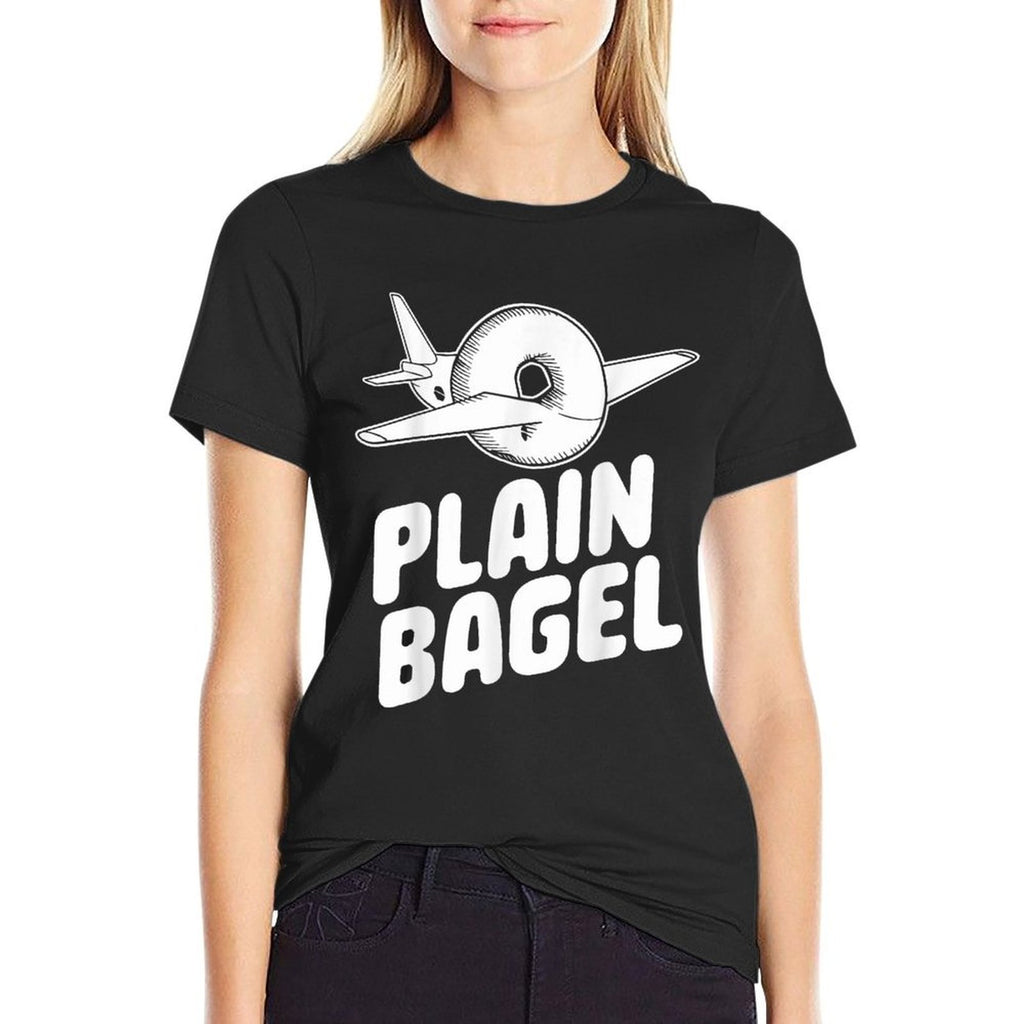 Plain Bagel Funny Word Pun Bagel Lover Plane Humorous Meme  Eco-friendly Material T-Shirt