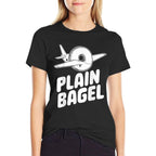 Plain Bagel Funny Word Pun Bagel Lover Plane Humorous Meme  Eco-friendly Material T-Shirt