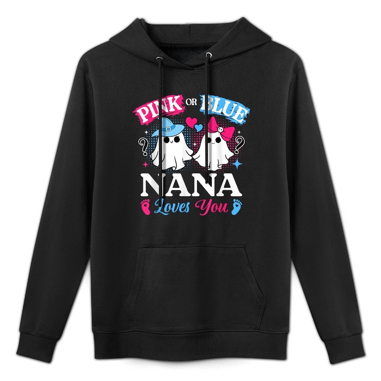 Pink Or Blue Nana Loves You Gender Reveal Halloween Cotton-Polyester Blend Hoodie