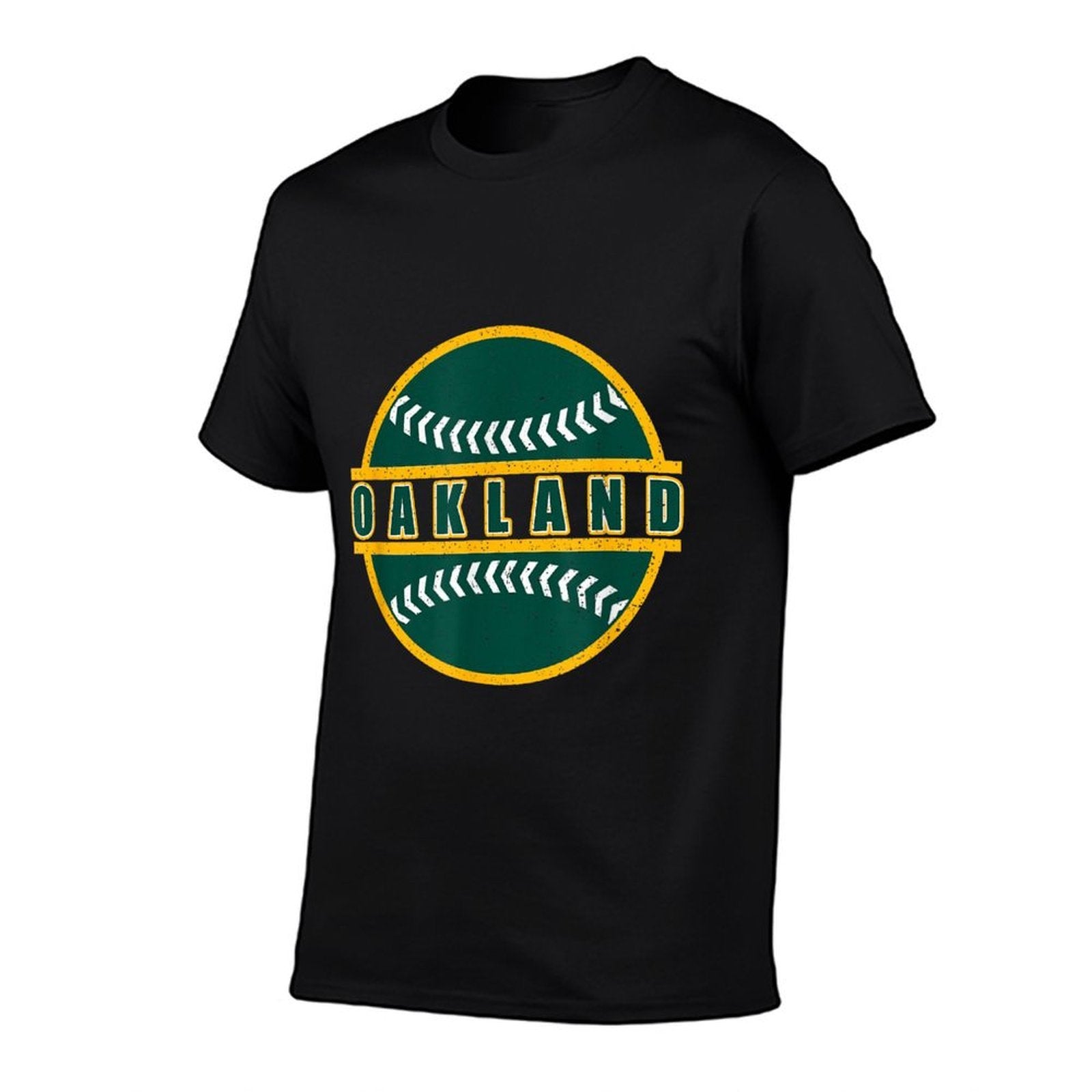 Vintage Oakland California Dark Green Yellow Retro Throwback  Rolled Sleeves T-Shirt