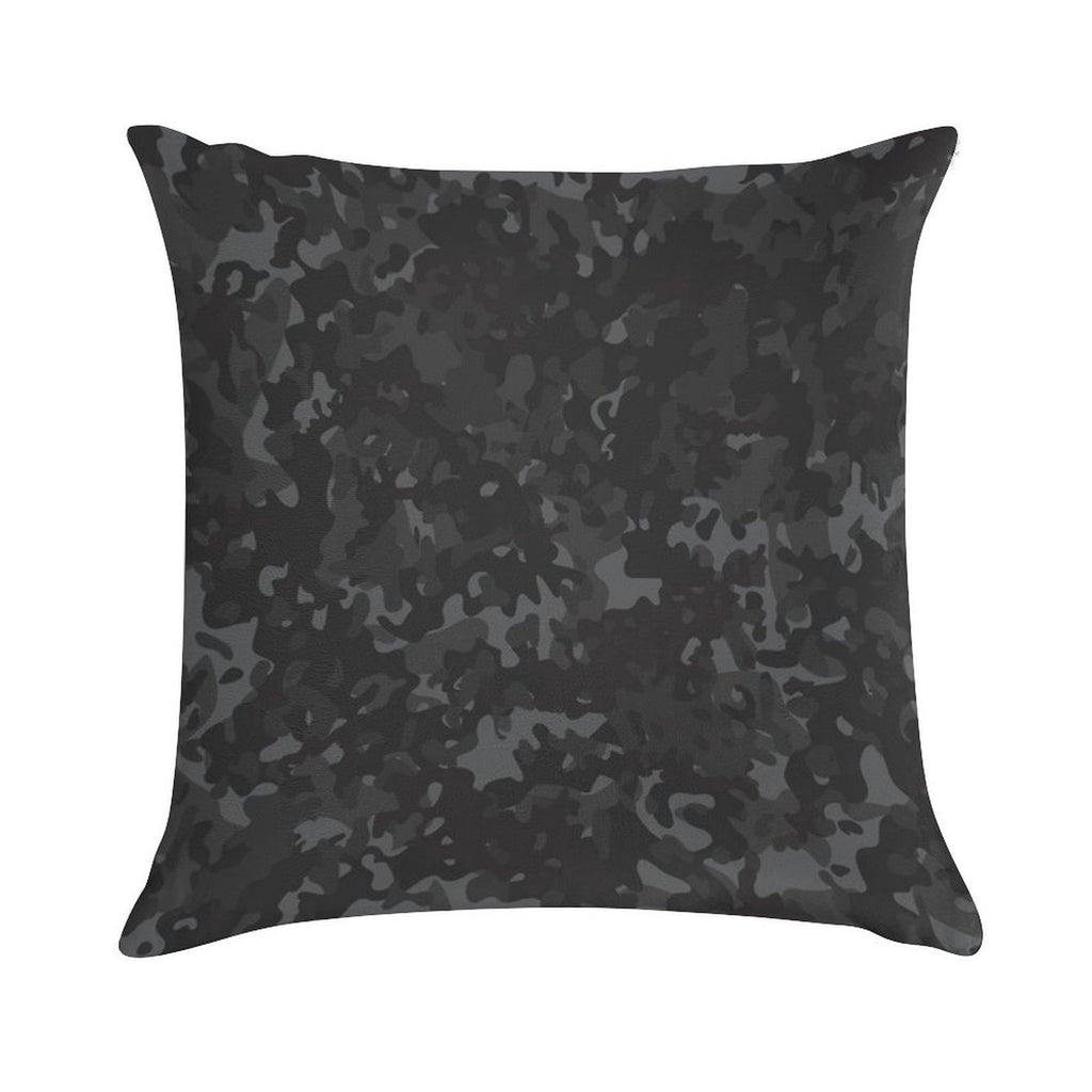Charcoal Camouflage Black Grey Night Camo Soft Warmth Comfort Throw Pillow