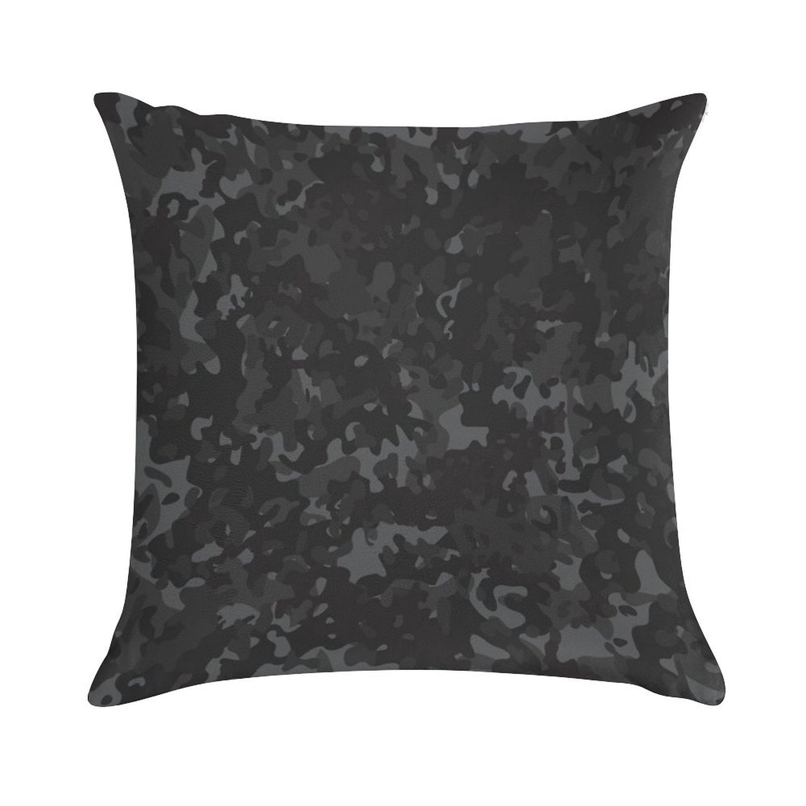 Charcoal Camouflage Black Grey Night Camo Soft Warmth Comfort Throw Pillow