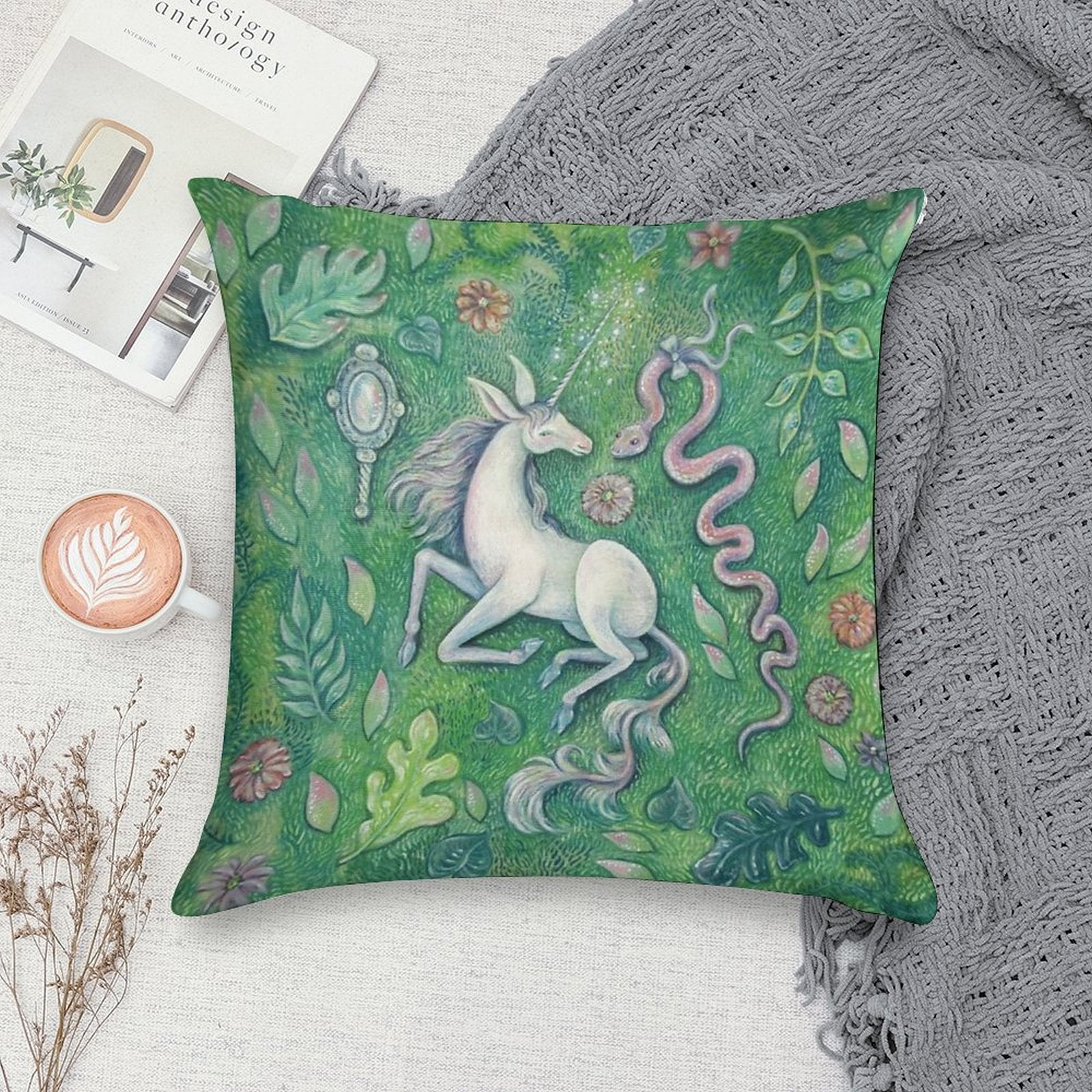 Unicorn Magic Soft Short Plush Fabric Throw Pillow