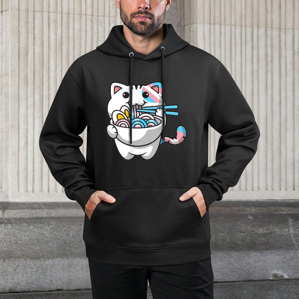 Transgender Pride Kawaii Cat Ramen Noodles Trans Colorfast Hoodie