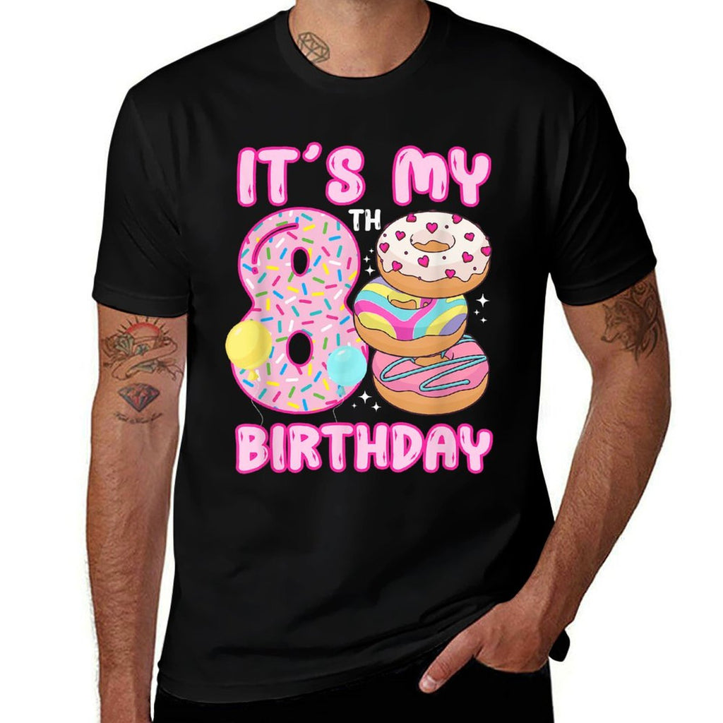 8th Donut Themed Birthday Eight Year Old Girl Donuts  Relaxed-fit T-Shirt