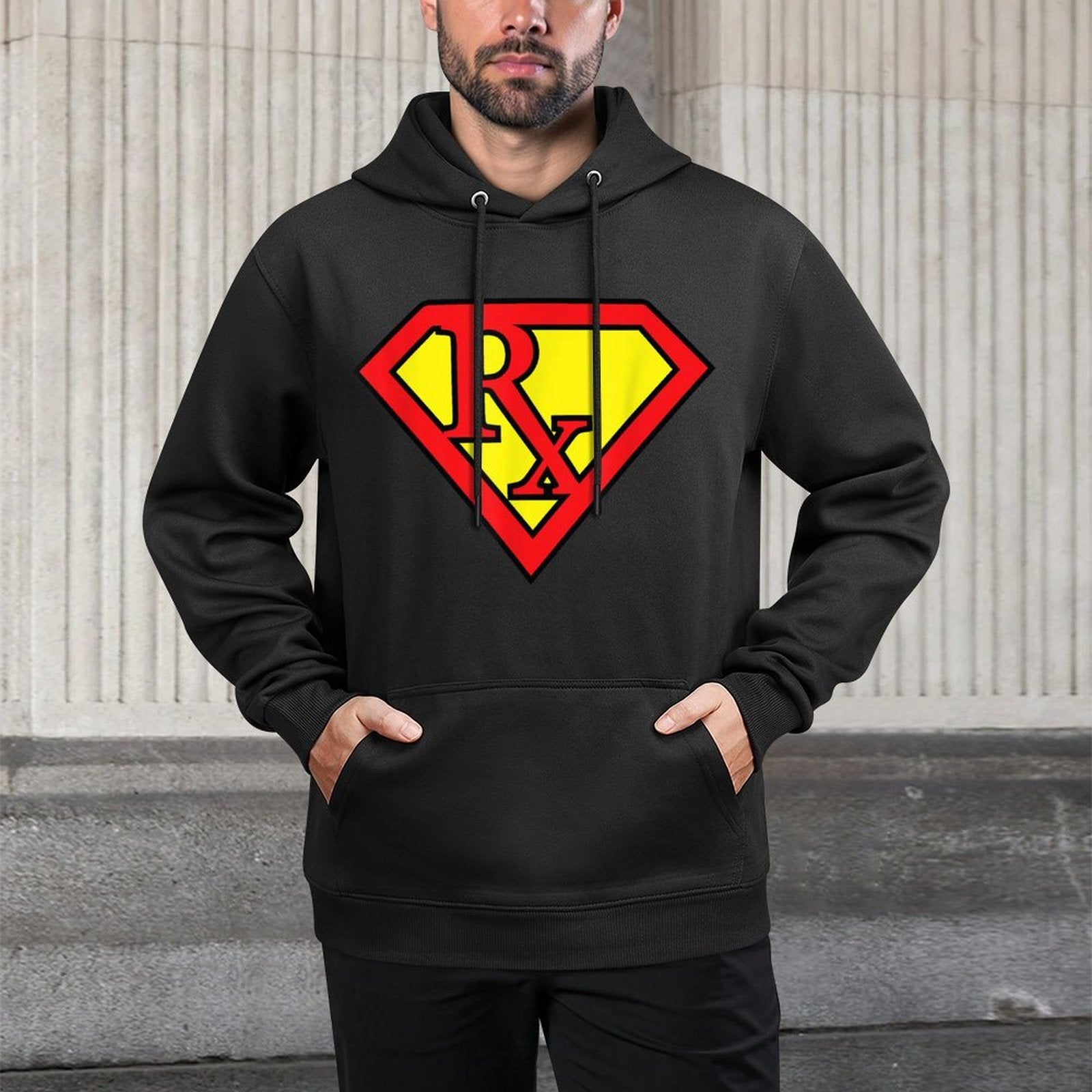Rx Superhero Pharmacist Pharma Tech Funny Appreciation Gift Relaxed Fit Hoodie
