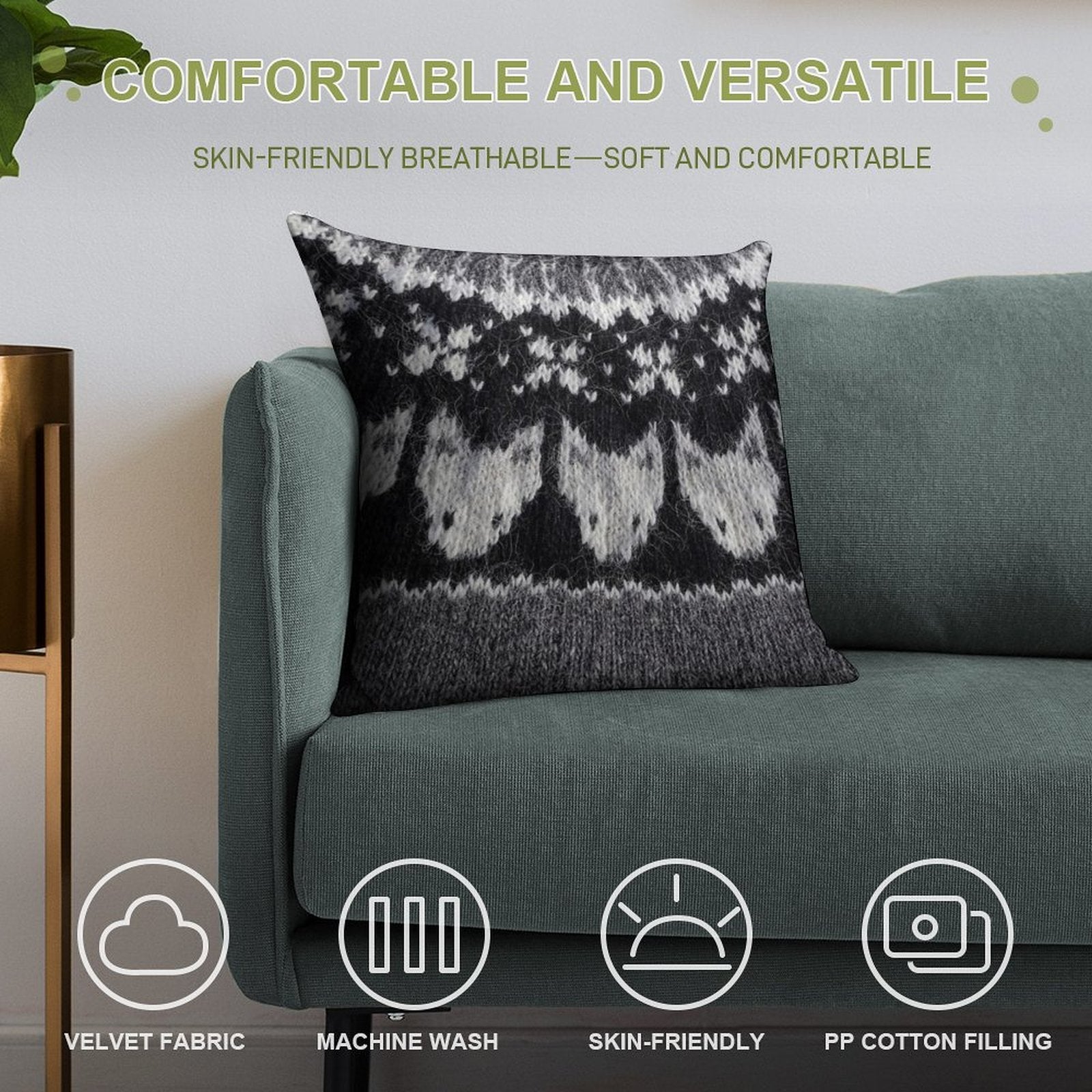 Icelandic Sweater Pattern - Refur Soft Easy Maintenance Throw Pillow