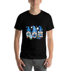 Snowman Gnomes in Blue Merry Christmas Gnomies Hello Winter  Cotton T-Shirt