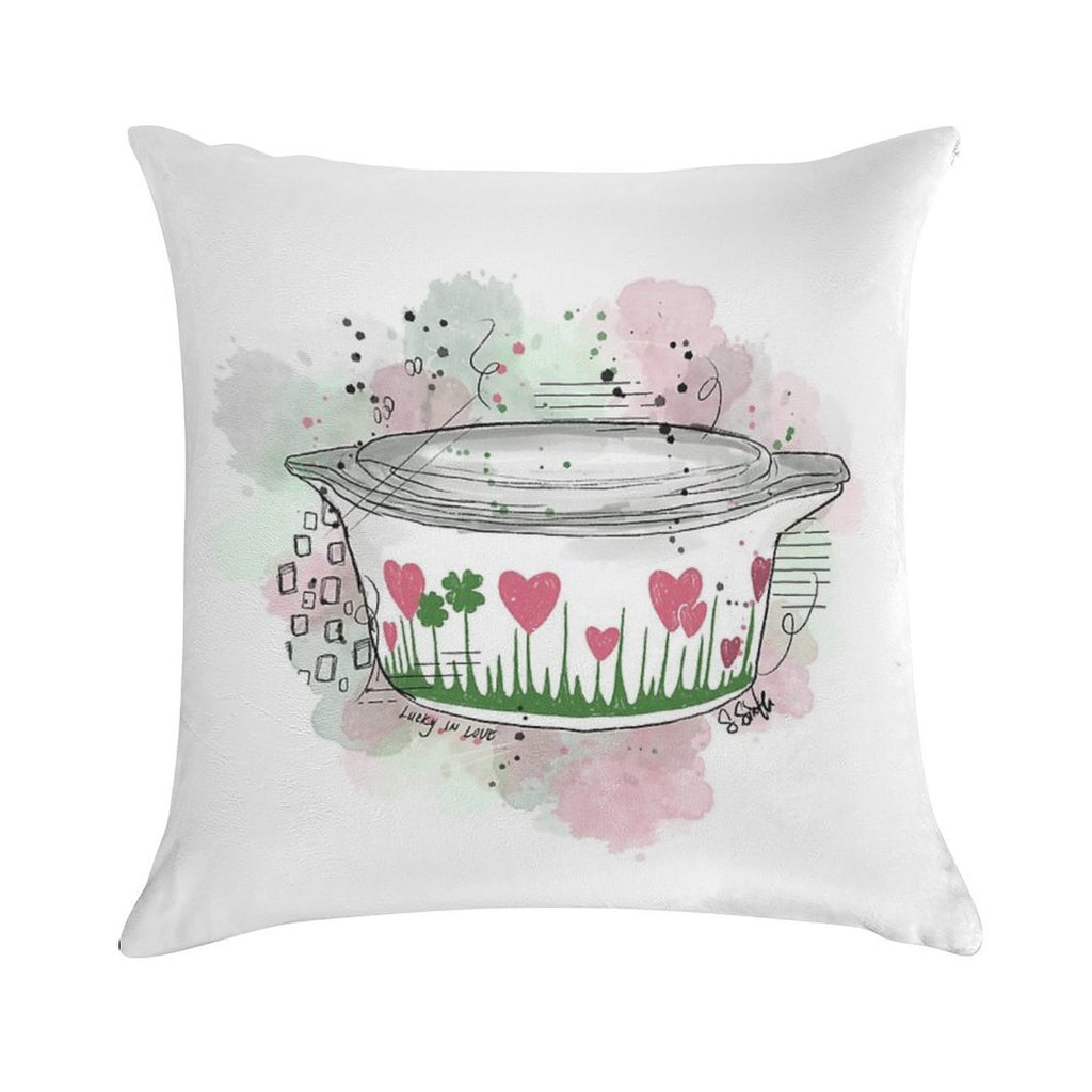 Vintage Pyrex Lucky In Love Bowl Soft Reinforced Edging Throw Pillow