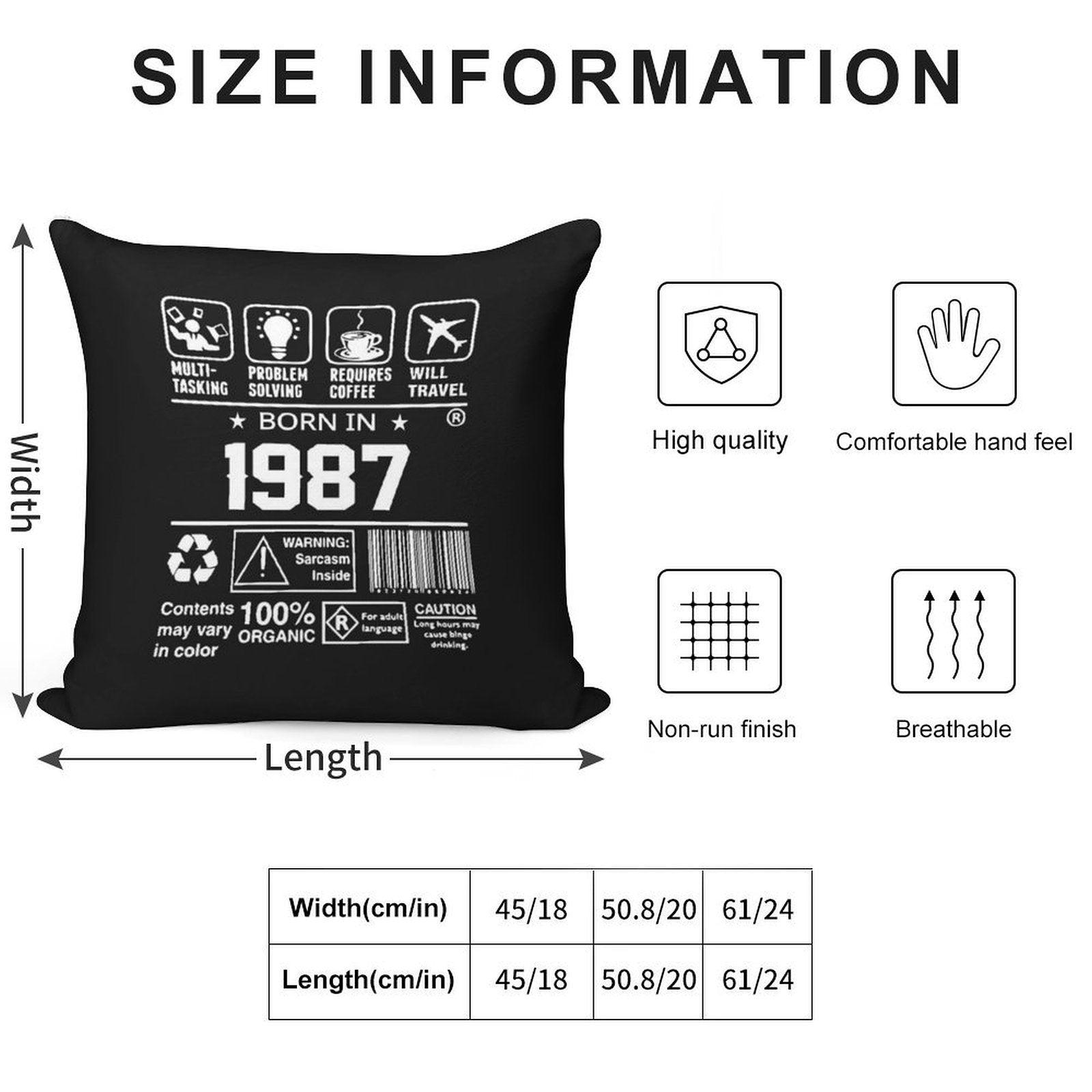 1987 Birthday Party Organic Soft Home Decor Throw Pillow