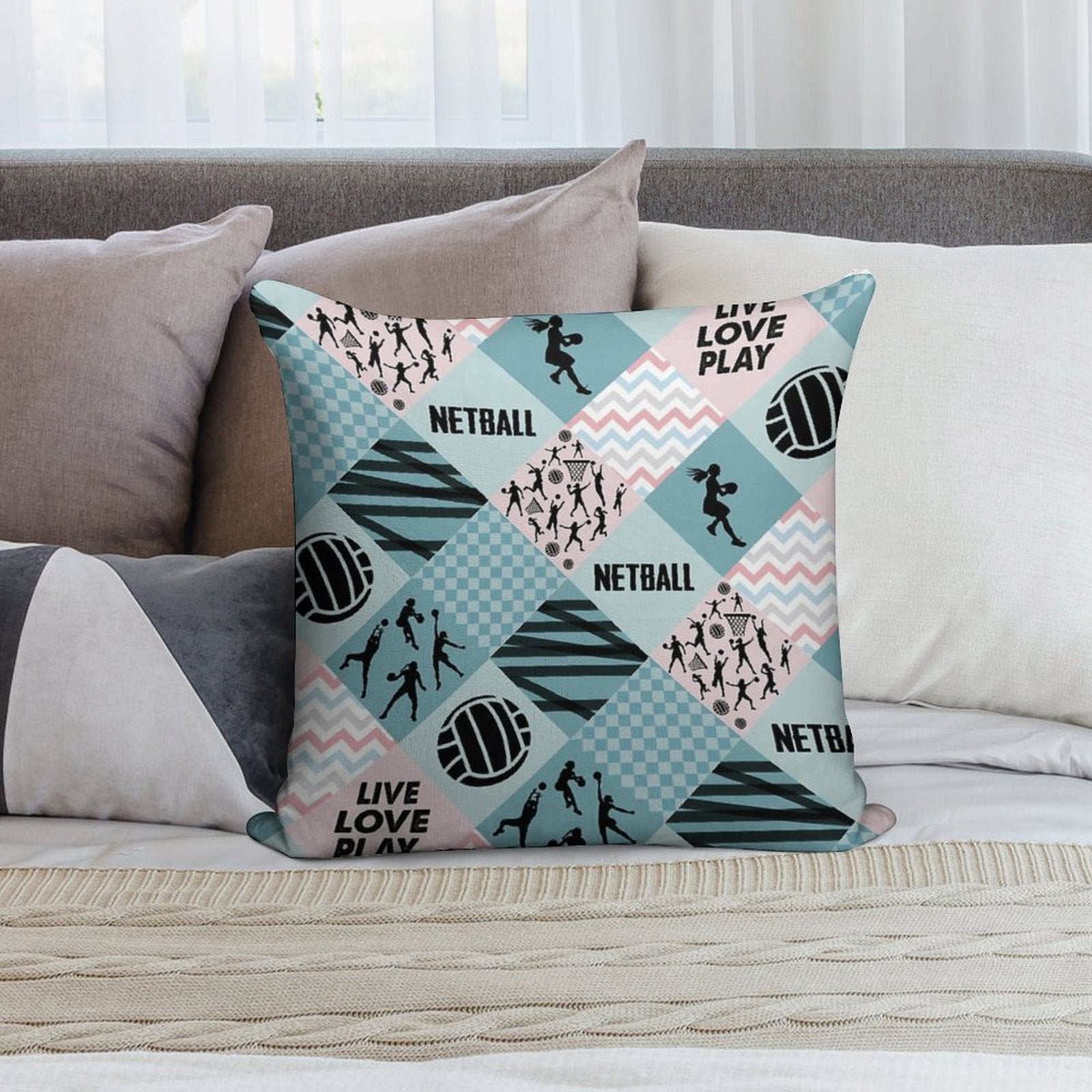 NETBALL PATTERN CROSS Soft Skin-Friendly Throw Pillow