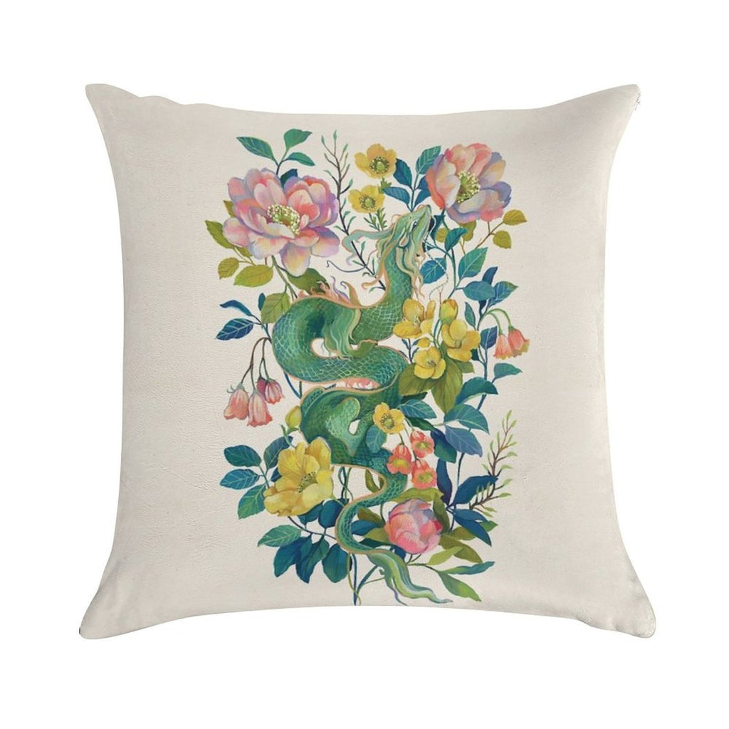 Floral Dragon Soft Bedroom Essential Throw Pillow
