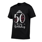 50 It's My Birthday Hearts Crown 50th Birthday Gifts For Her  Polyester Blend T-Shirt