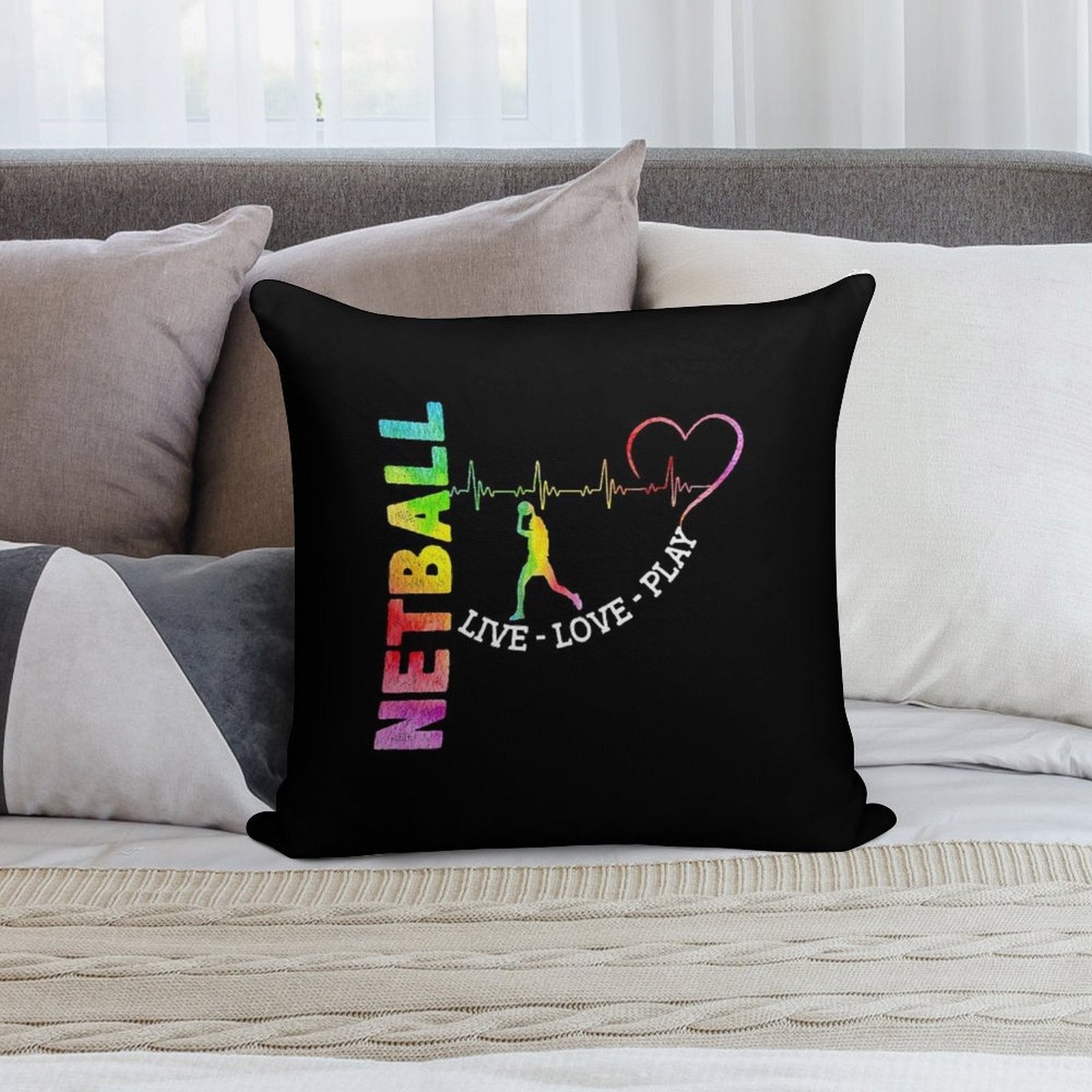 NETBALL - LIVE LOVE PLAY Soft Style Accent Throw Pillow
