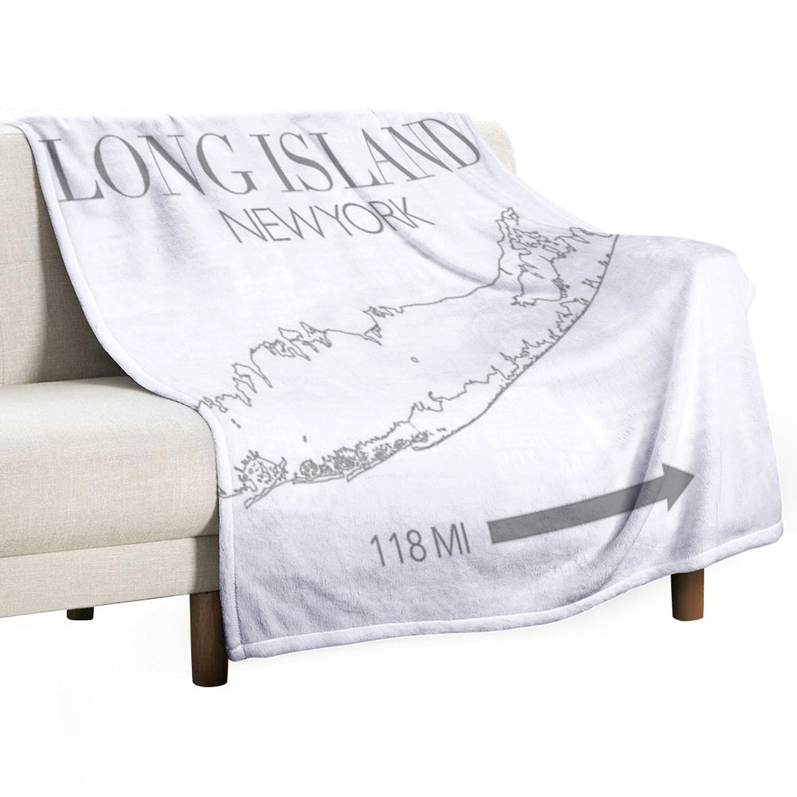 Long Island Map Machine-washable Throw Blanket