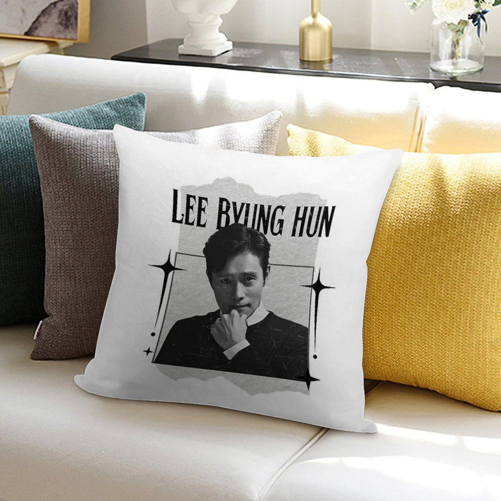Lee Byung-hun Korean Actor Preppy Black And White Scrapbook Collage Design Soft Multiple Sizes Throw Pillow