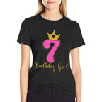 7th Birthday Girls 7 Seven Years Old Birthday Party Kids  Tagless Design T-Shirt
