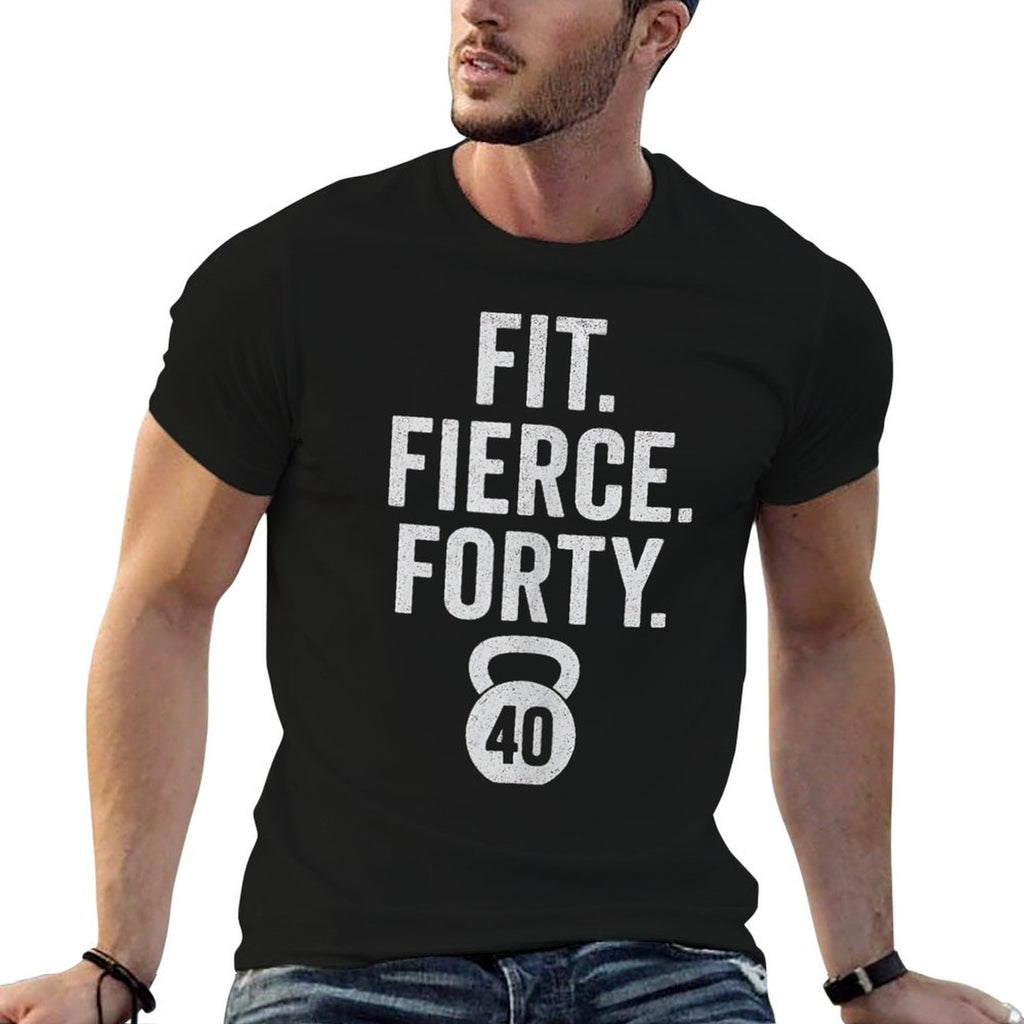 Fit Fierce Forty 40th Birthday Gym Gift for Men  Odor-resistant T-Shirt